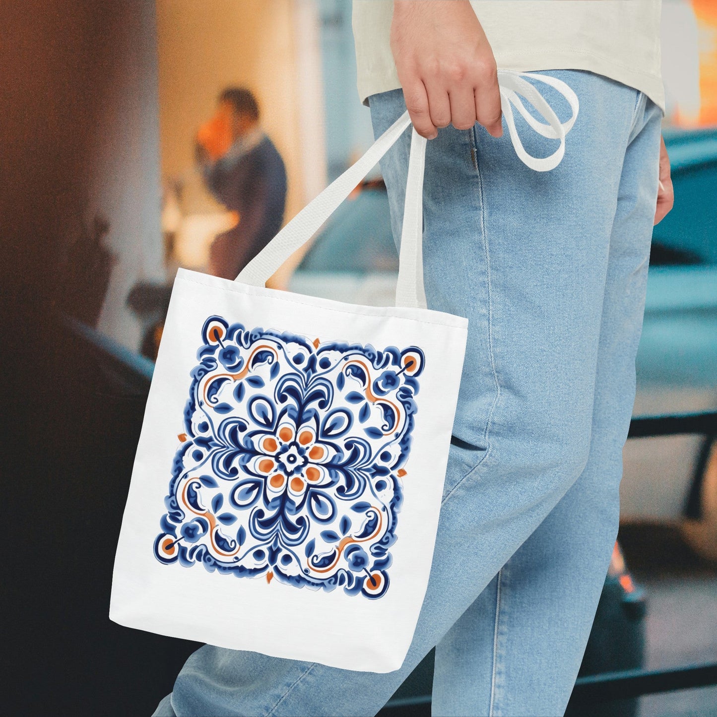 Tote Bag - Elegant Portuguese Traditional Tile Design, Boho Chic, Artistic Accessory, Portugal Contemporary. Portugal, Portuguese Tiles