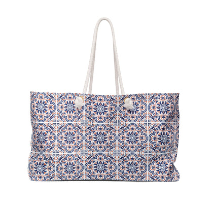 Chic Weekender Bag with Portuguese Tiles Design - Blend of Retro, Heritage & Modern