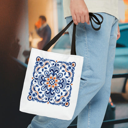 Tote Bag - Elegant Portuguese Traditional Tile Design, Boho Chic, Artistic Accessory, Portugal Contemporary. Portugal, Portuguese Tiles