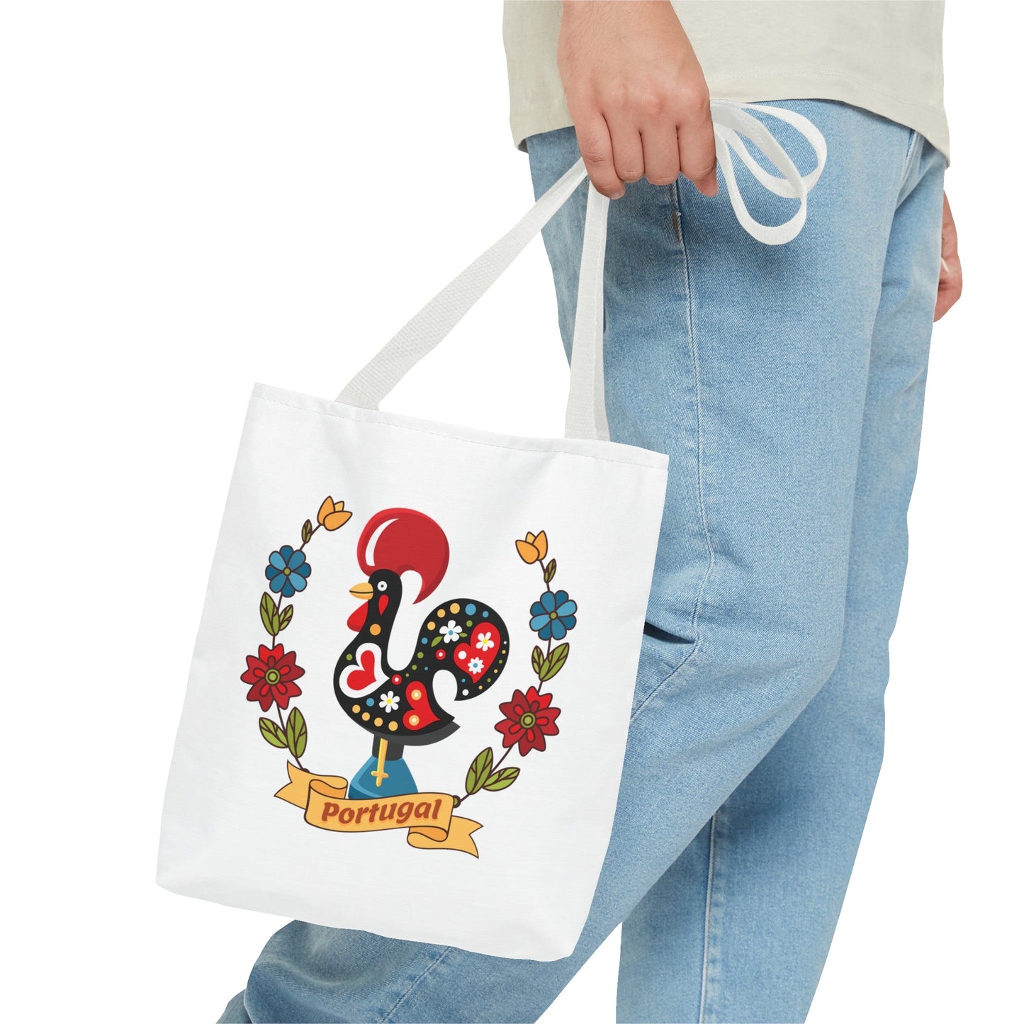 Stylish Tote Bag with Portuguese Tiles Design and Galo de Barcelos - Retro, Minimalist and Contemporary