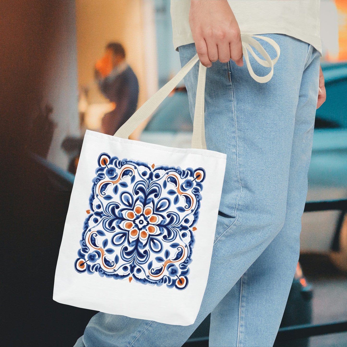 Tote Bag - Elegant Portuguese Traditional Tile Design, Boho Chic, Artistic Accessory, Portugal Contemporary. Portugal, Portuguese Tiles