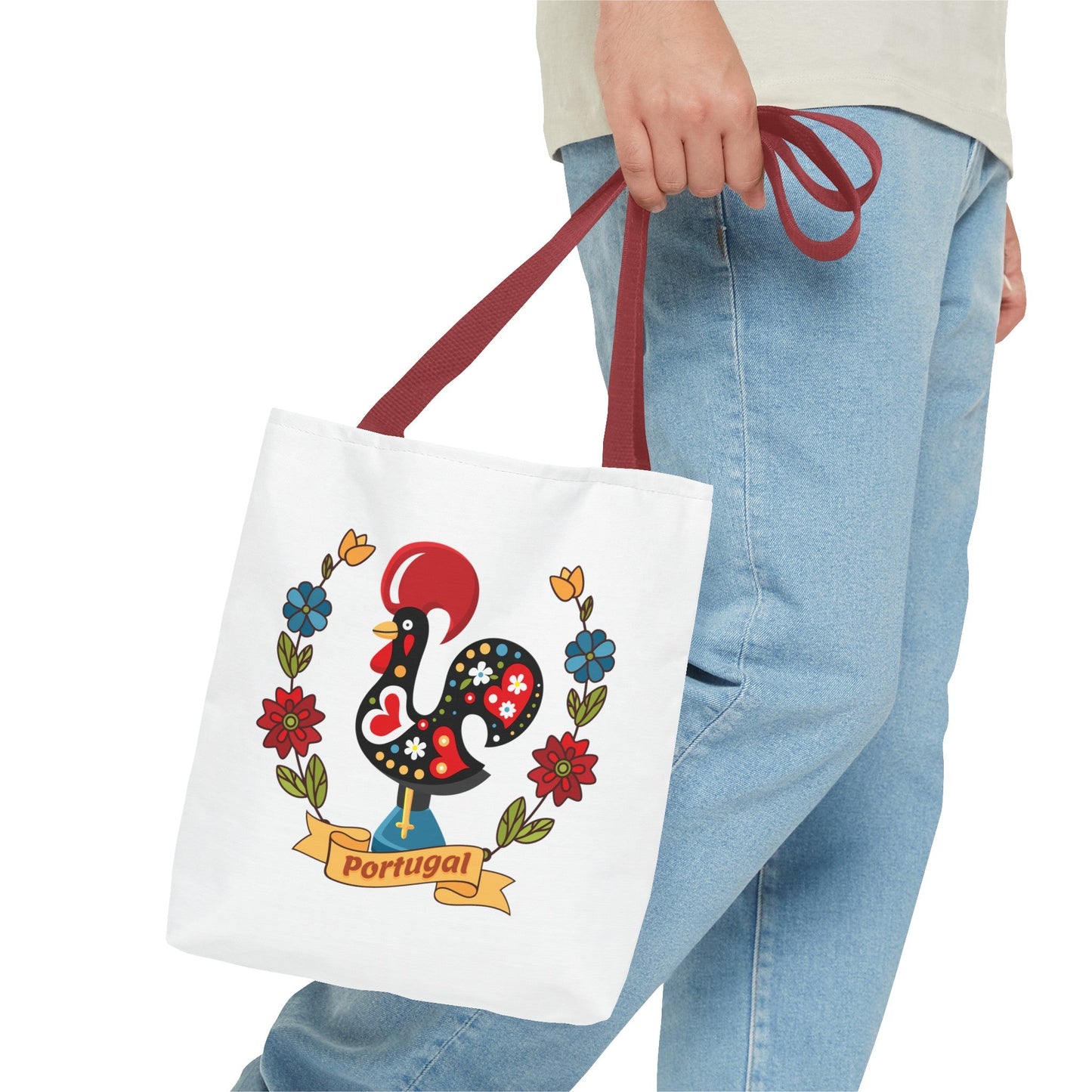 Stylish Tote Bag with Portuguese Tiles Design and Galo de Barcelos - Retro, Minimalist and Contemporary