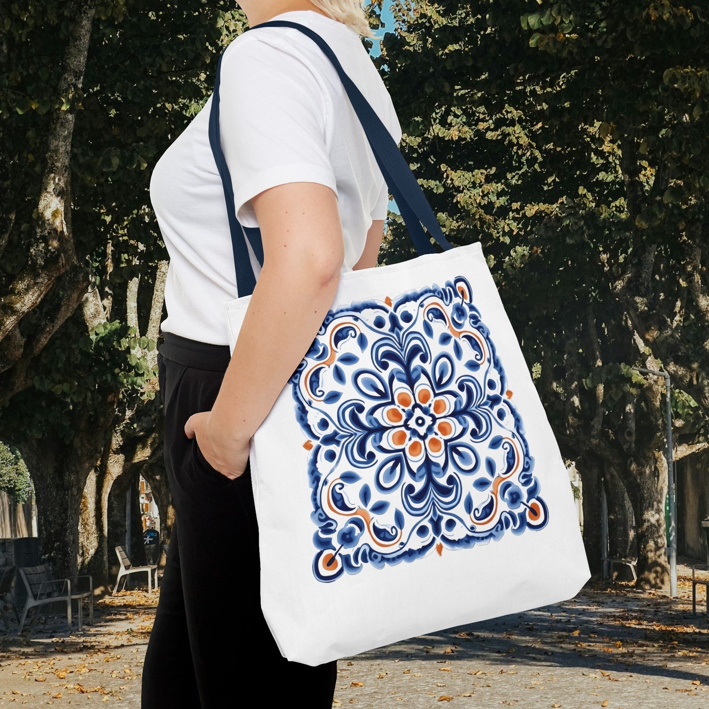 Tote Bag - Elegant Portuguese Traditional Tile Design, Boho Chic, Artistic Accessory, Portugal Contemporary. Portugal, Portuguese Tiles