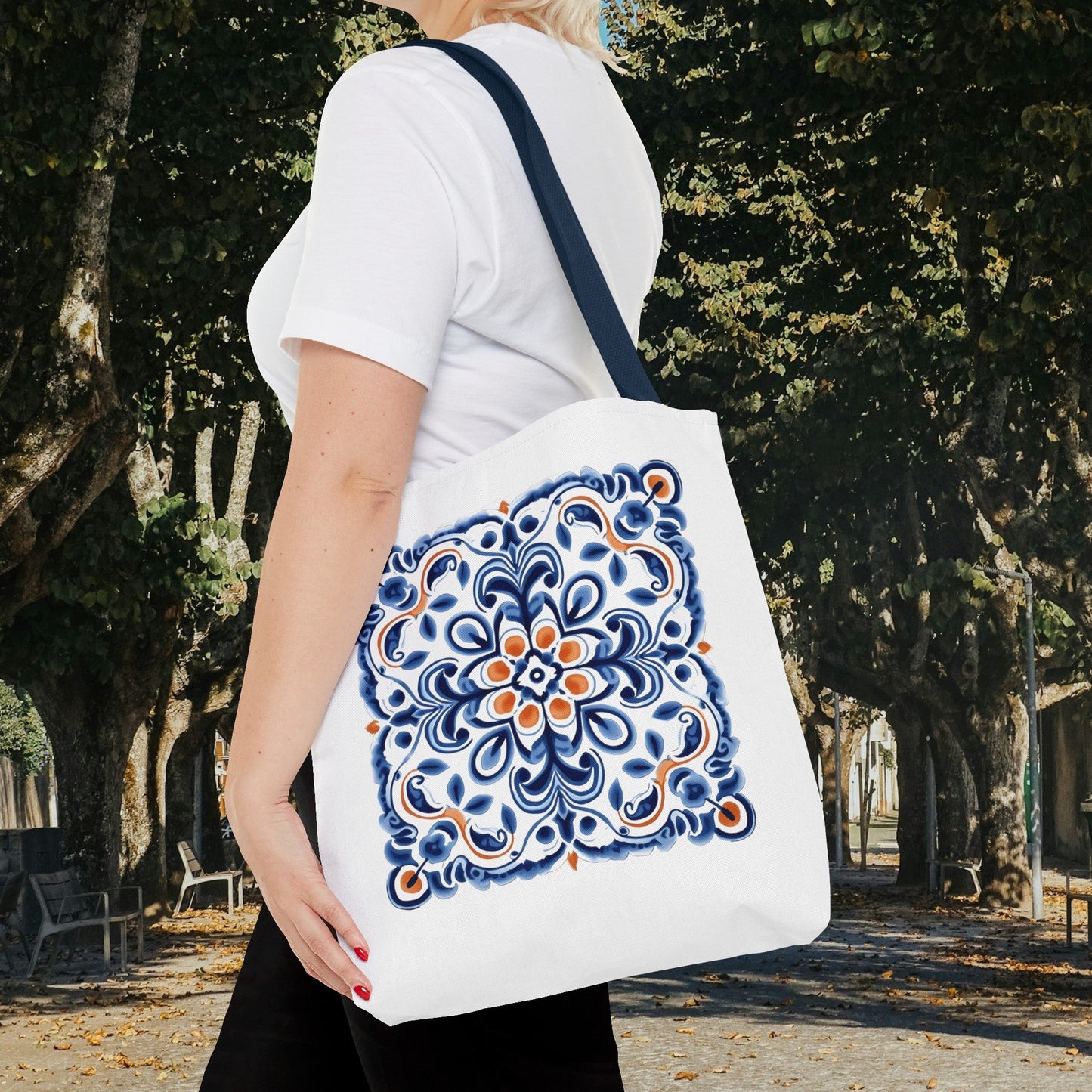 Tote Bag - Elegant Portuguese Traditional Tile Design, Boho Chic, Artistic Accessory, Portugal Contemporary. Portugal, Portuguese Tiles