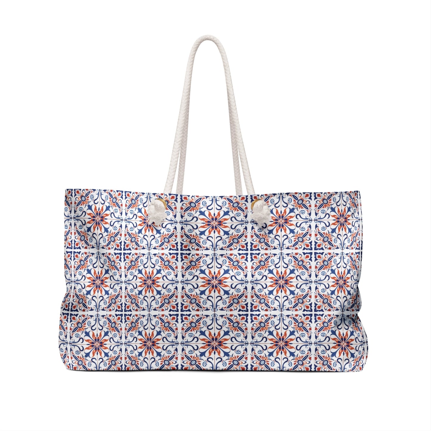 Vibrant Summer Weekender Bag with Portuguese Tiles Design - Retro, Heritage & Contemporary Fusion