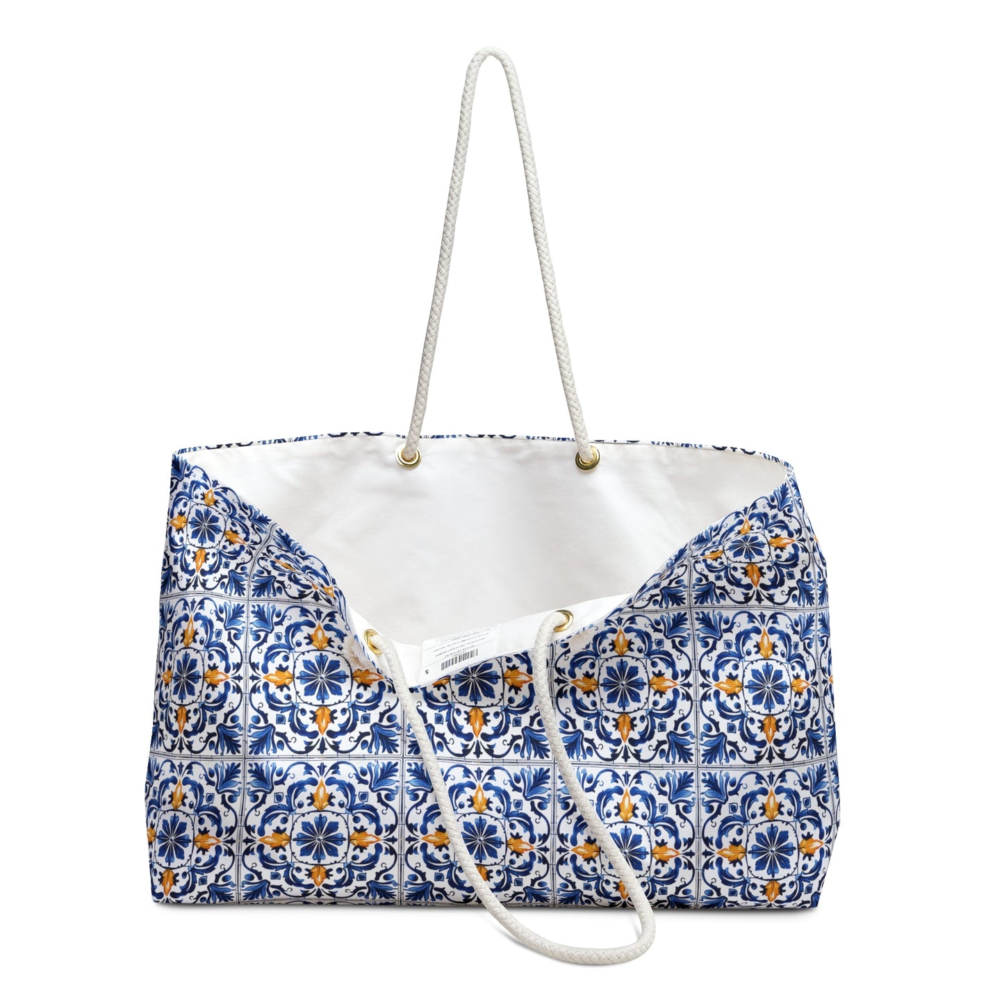 Stylish Weekender Bag with Portuguese Tiles Design - Retro, Heritage & Contemporary Fusion