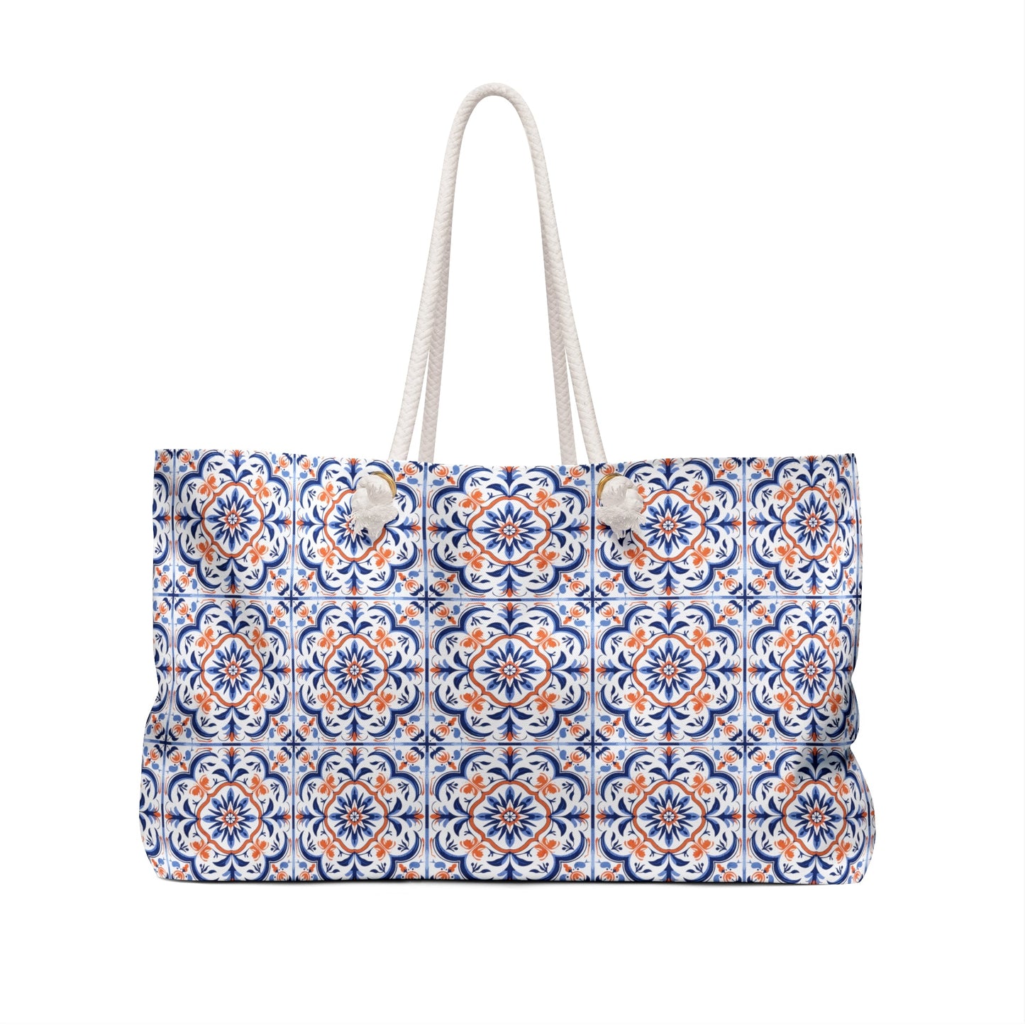 Classic Weekender Bag with Portuguese Tiles Design - Fusion of Retro and Contemporary Elegance