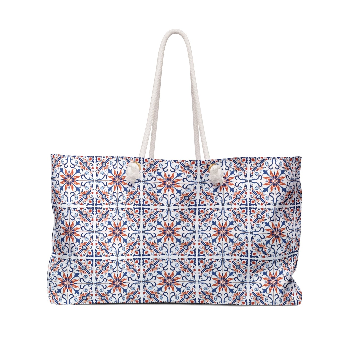 Vibrant Summer Weekender Bag with Portuguese Tiles Design - Retro, Heritage & Contemporary Fusion