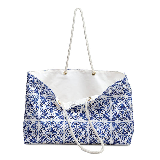 Timeless Weekender Bag with Portuguese Tiles Design - Retro, Heritage & Contemporary Blend