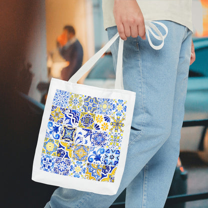 Elegant Tote Bag with Portuguese Tiles Design - Retro, Minimalist & Contemporary Style