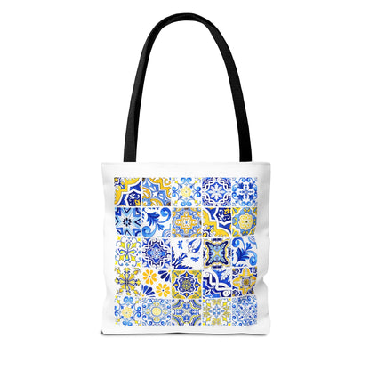 Elegant Tote Bag with Portuguese Tiles Design - Retro, Minimalist & Contemporary Style