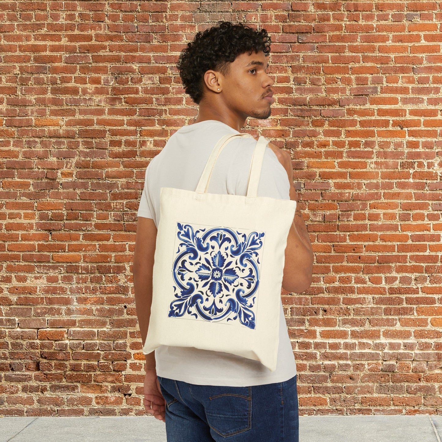 Trendy Tote Bag with Portuguese Tiles Design - Retro, Minimalist & Contemporary Blend