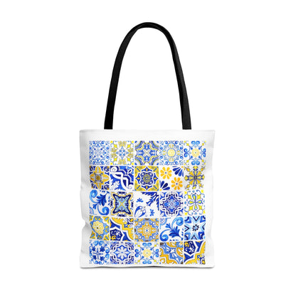 Elegant Tote Bag with Portuguese Tiles Design - Retro, Minimalist & Contemporary Style