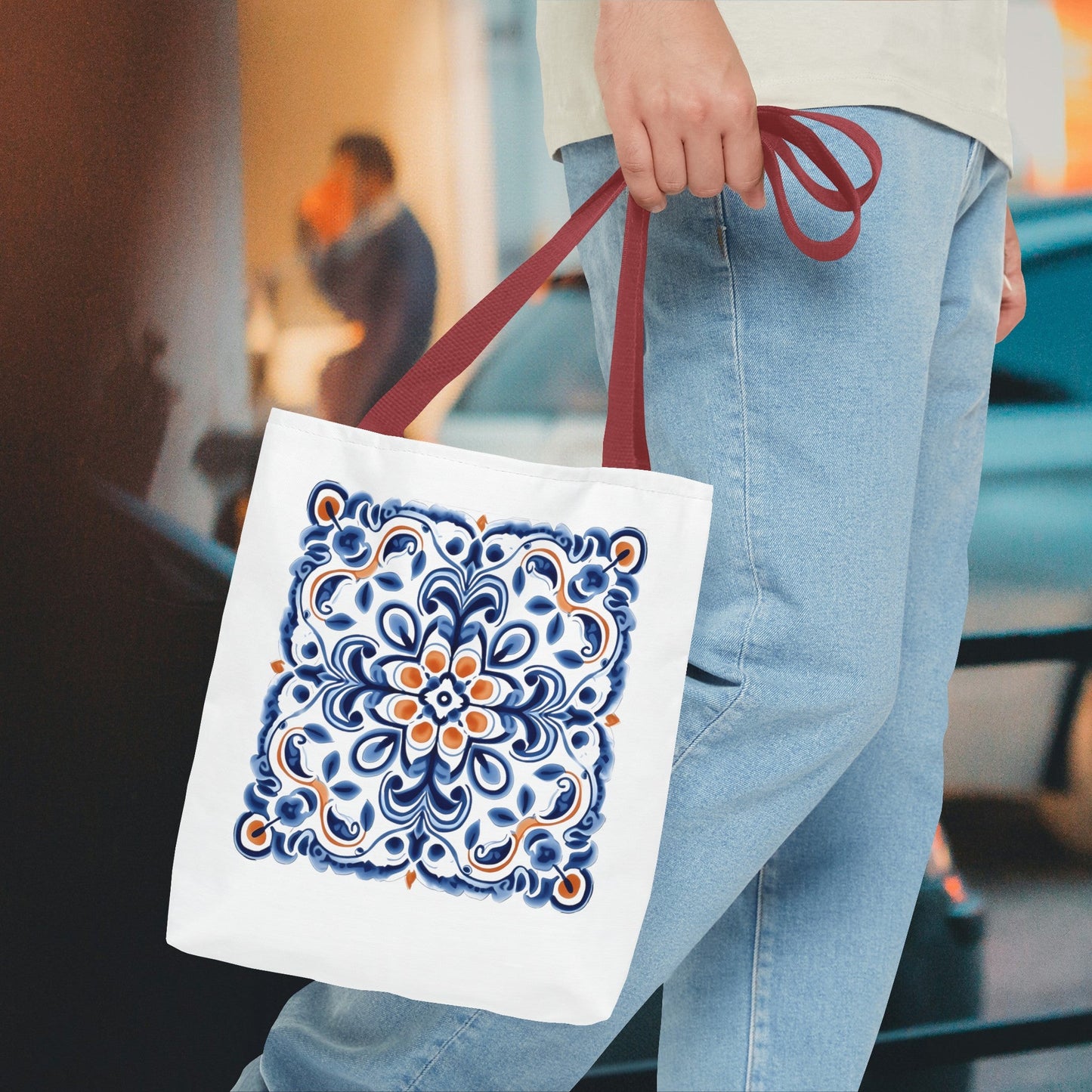 Tote Bag - Elegant Portuguese Traditional Tile Design, Boho Chic, Artistic Accessory, Portugal Contemporary. Portugal, Portuguese Tiles