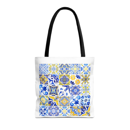 Elegant Tote Bag with Portuguese Tiles Design - Retro, Minimalist & Contemporary Style