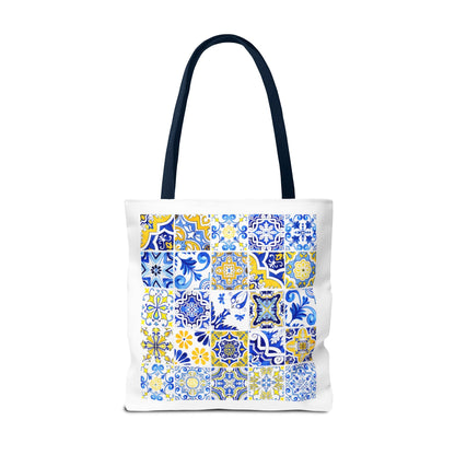 Elegant Tote Bag with Portuguese Tiles Design - Retro, Minimalist & Contemporary Style