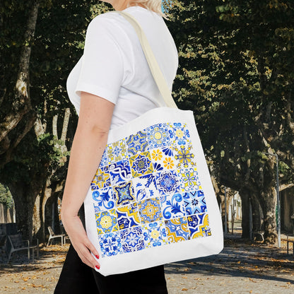 Elegant Tote Bag with Portuguese Tiles Design - Retro, Minimalist & Contemporary Style