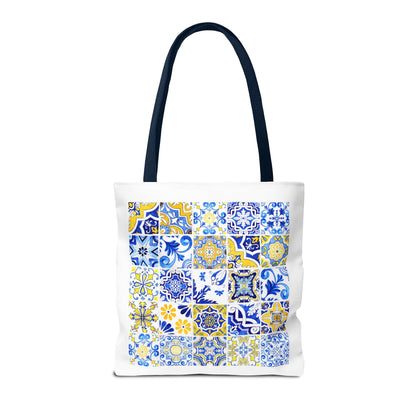 Elegant Tote Bag with Portuguese Tiles Design - Retro, Minimalist & Contemporary Style