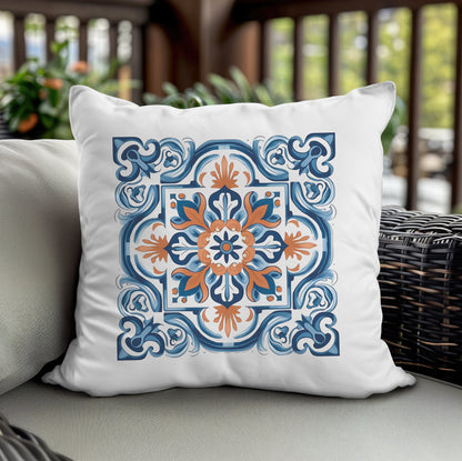 Classic Portuguese Tile Pattern Pillow - Infuse Elegance into Your Home