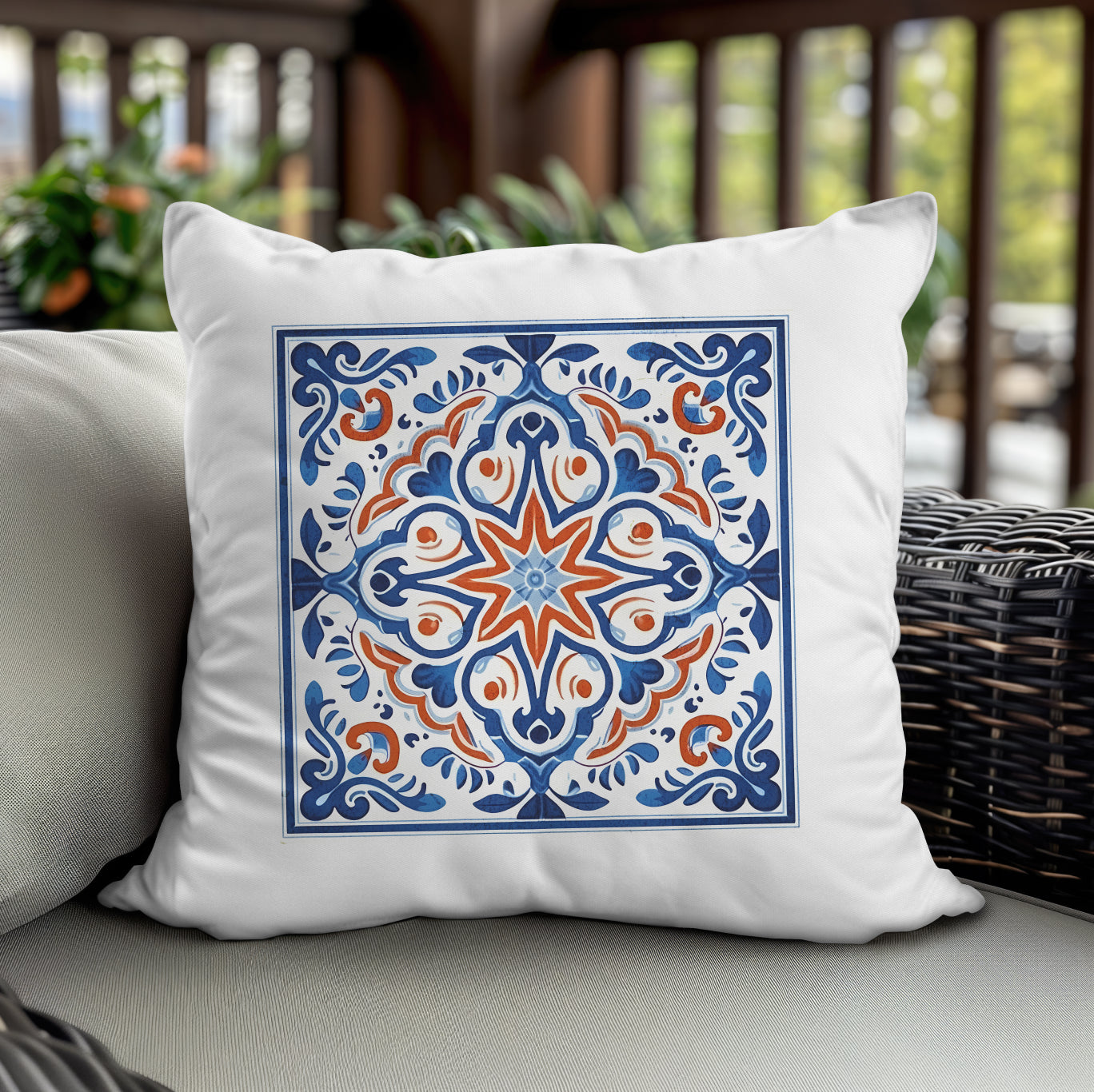 Classic Portuguese Tile Pattern Pillow - Infuse Elegance into Your Home