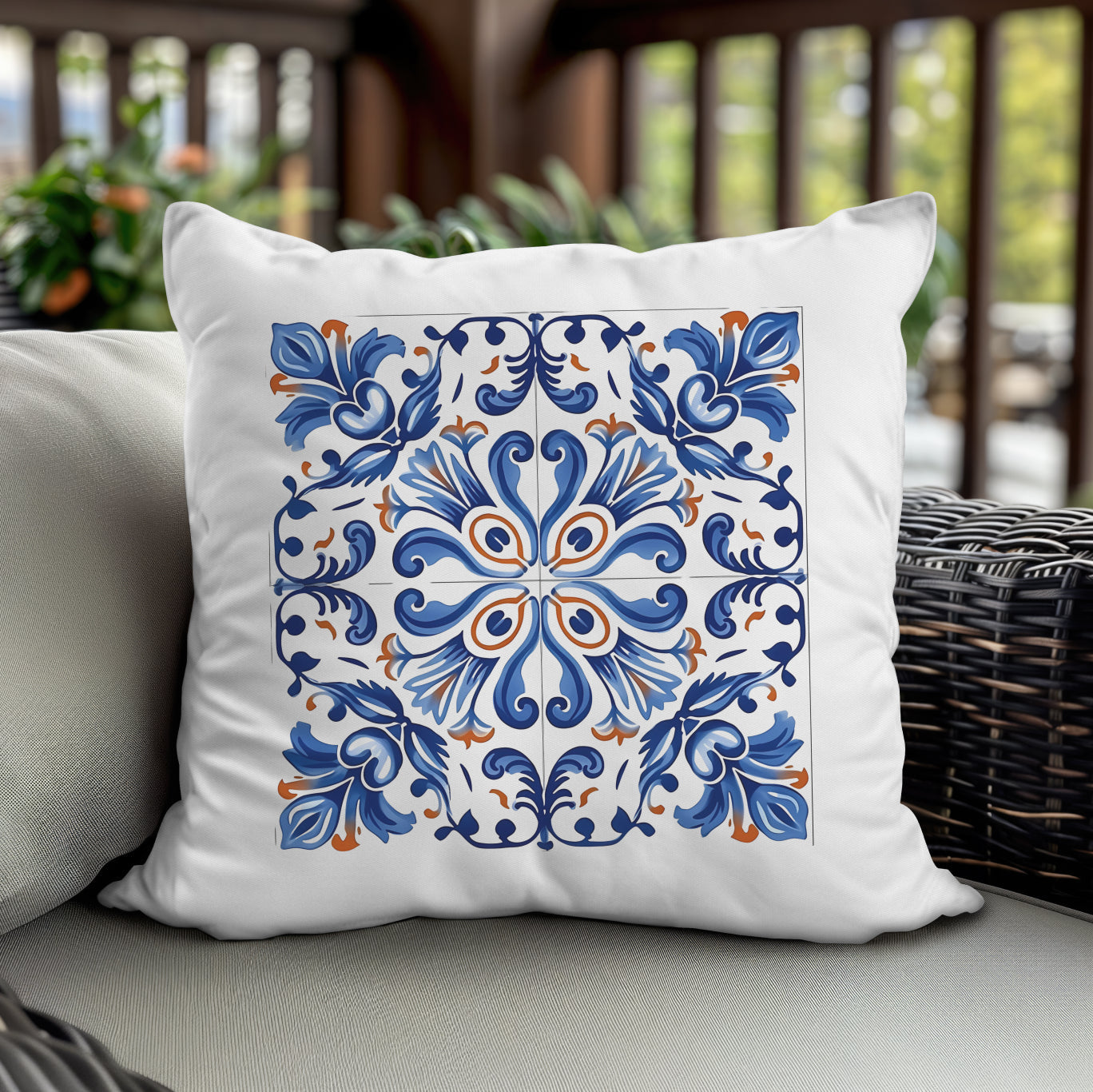 Elegant Portuguese Tile Design Pillow - Bring the Beauty of Portugal Home