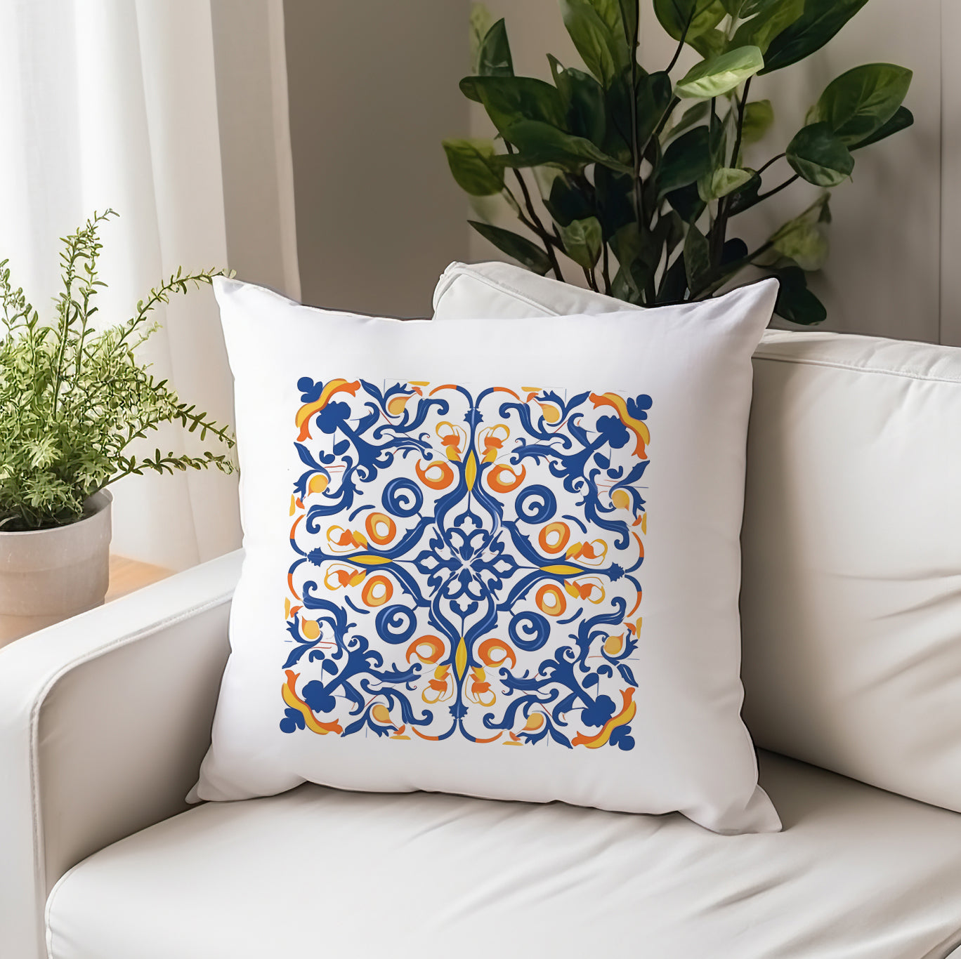 Authentic Tile Pattern Pillow - Bring Portugal's Charm to Your Home