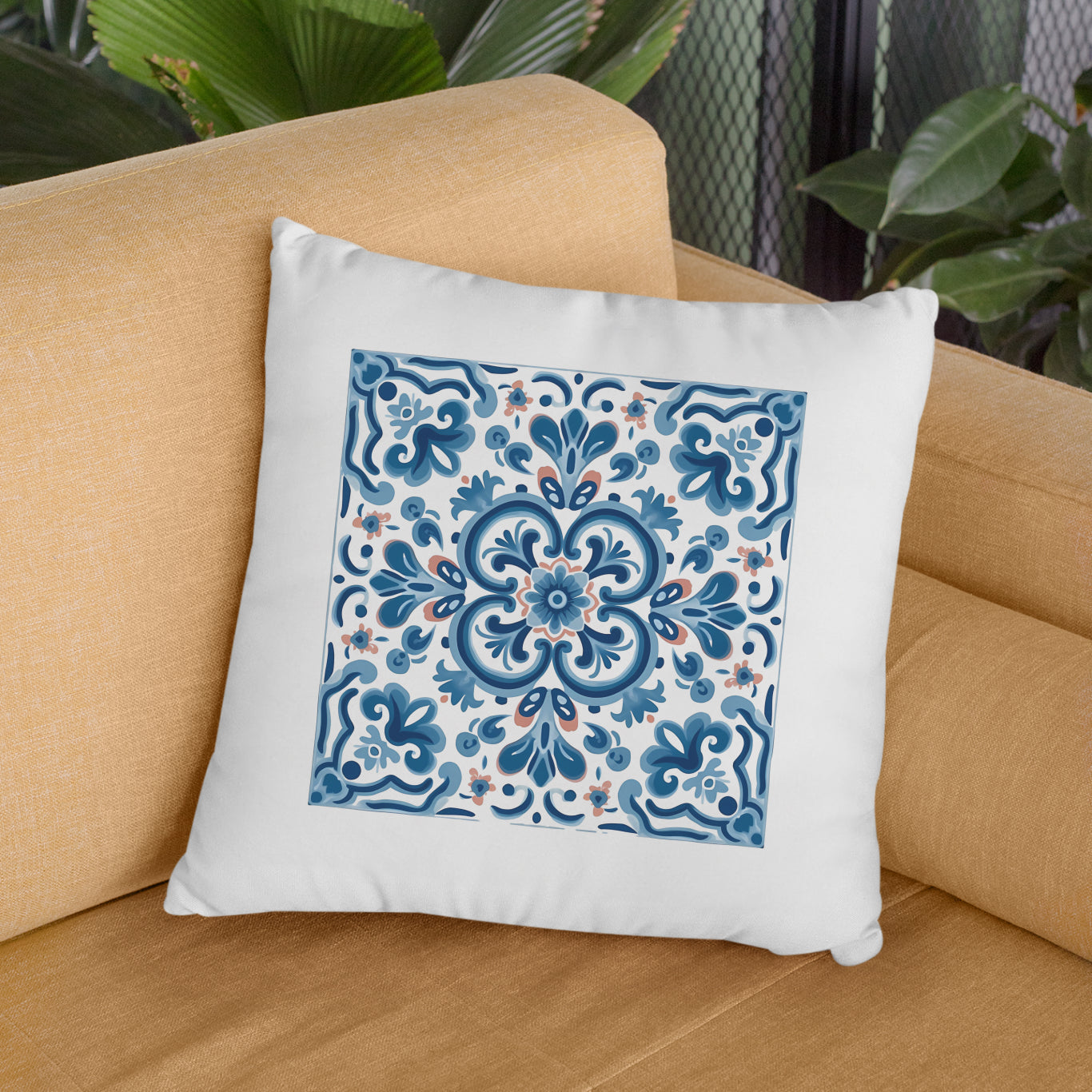 Elegant Tile Pattern Pillow - Portuguese Heritage for Your Home