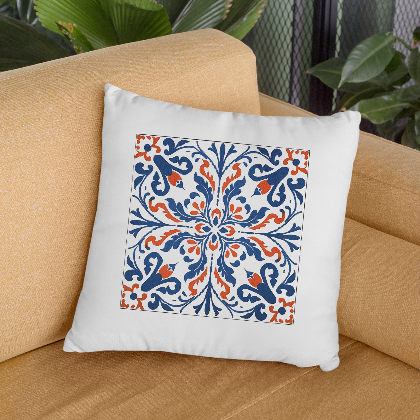 Classic Portuguese Tile Pattern Pillow - Infuse Elegance into Your Home