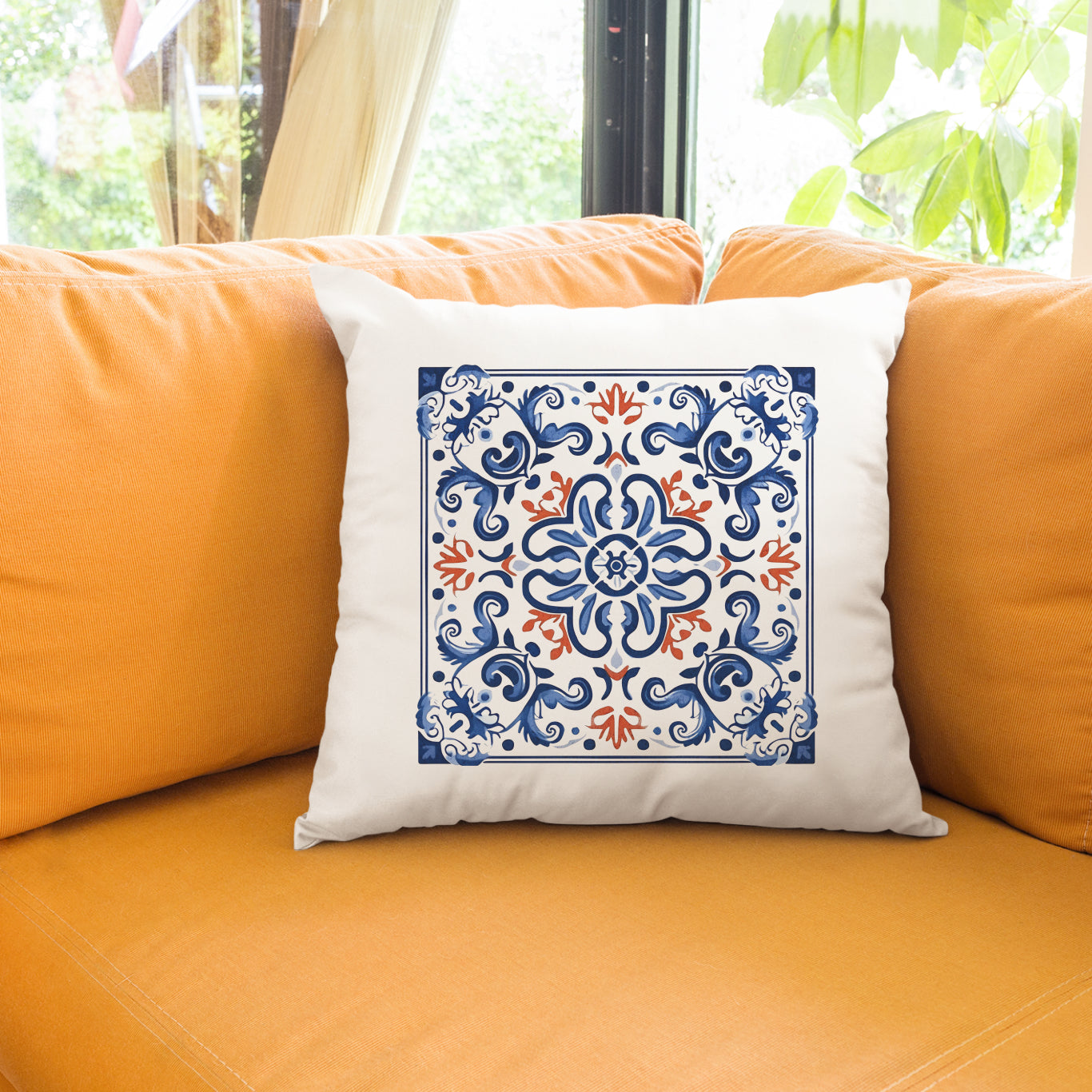 Elegant Tile Pattern Pillow - Portuguese Heritage for Your Home