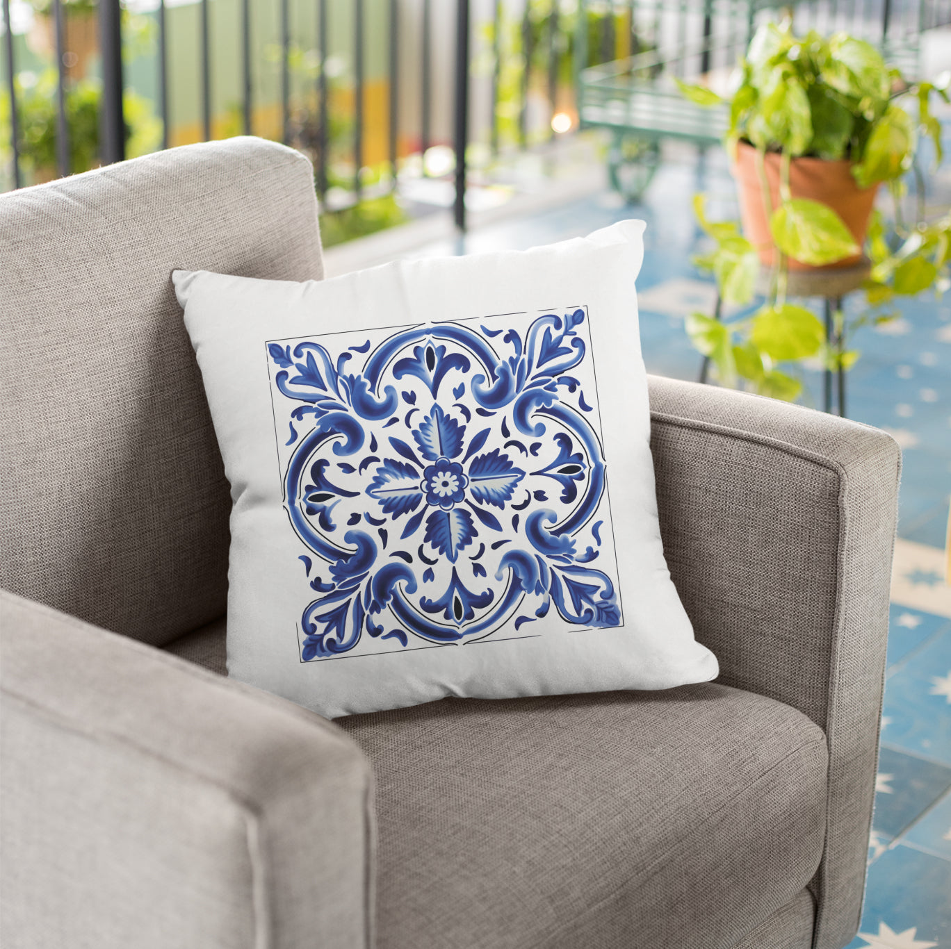 Authentic Traditional Portuguese  Tile Design Pillow - Embrace Portugal’s Timeless Beauty