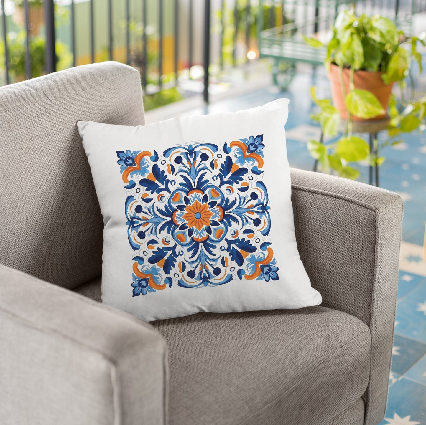 Traditional Portuguese Tile Inspired Pillow - Bring Portugal Home