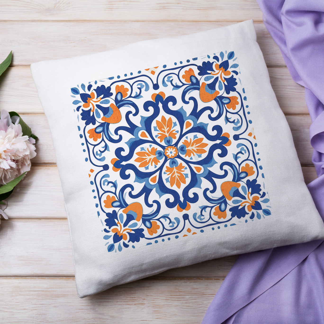 Elegant Tile Pattern Pillow - Portuguese Heritage for Your Home