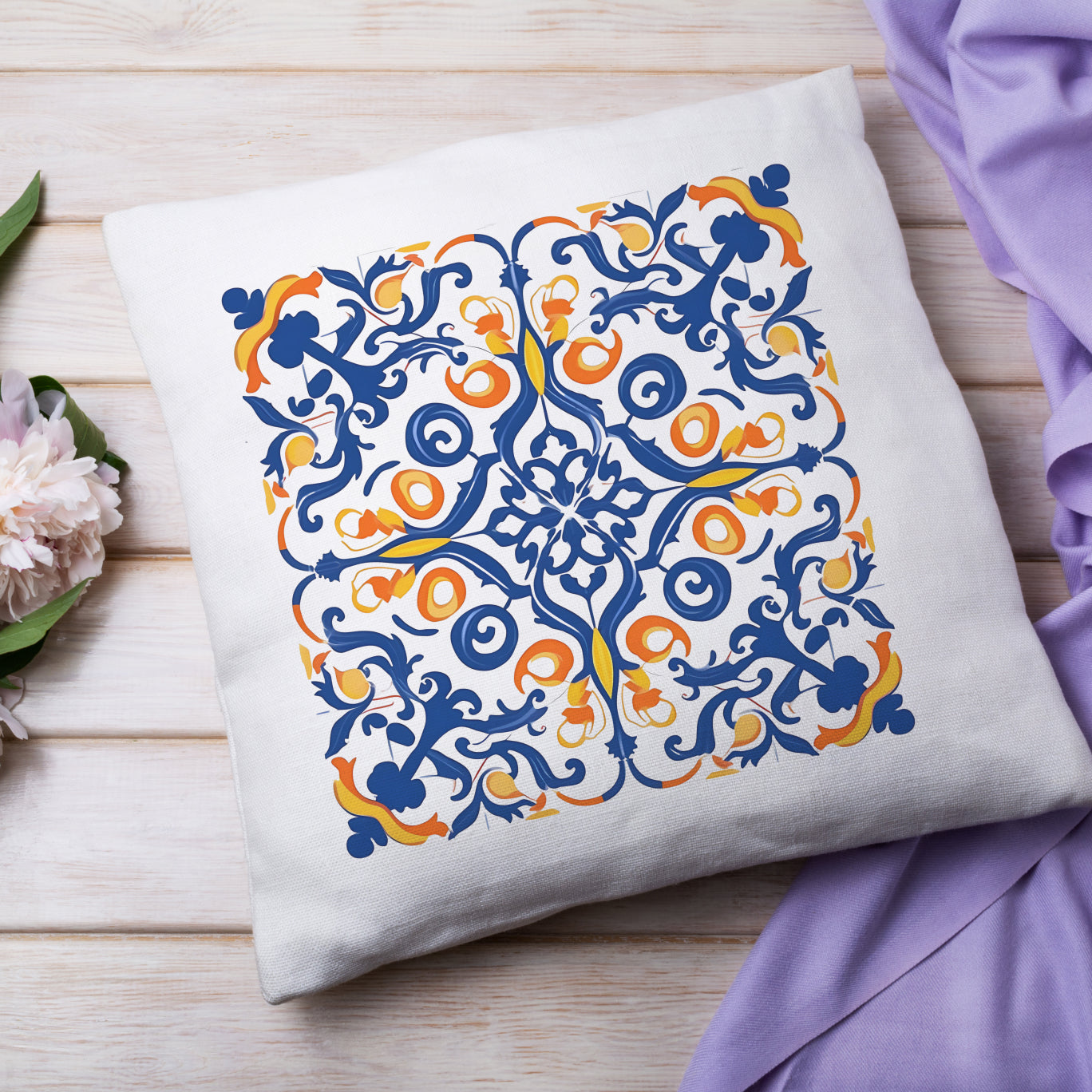 Authentic Tile Pattern Pillow - Bring Portugal's Charm to Your Home