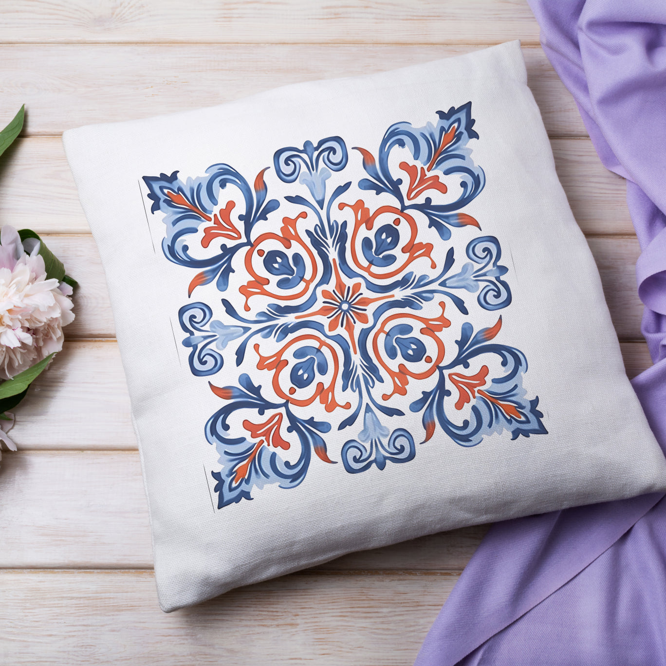 Classic Portuguese Tile Pattern Pillow - Infuse Elegance into Your Home