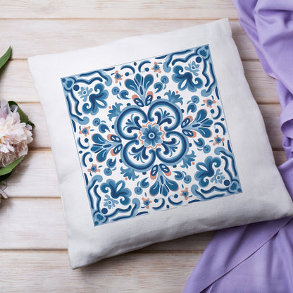 Elegant Tile Pattern Pillow - Portuguese Heritage for Your Home