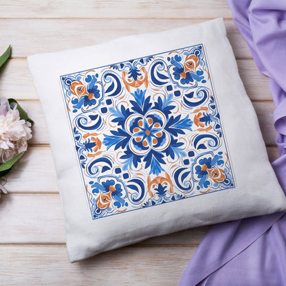 Authentic Tile Pattern Pillow - Portuguese Charm for Your Home