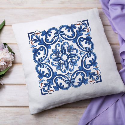 Classic Portuguese Tile Pattern Pillow - Infuse Elegance into Your Home