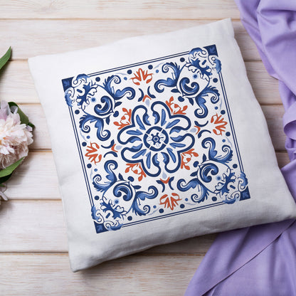 Elegant Tile Pattern Pillow - Portuguese Heritage for Your Home