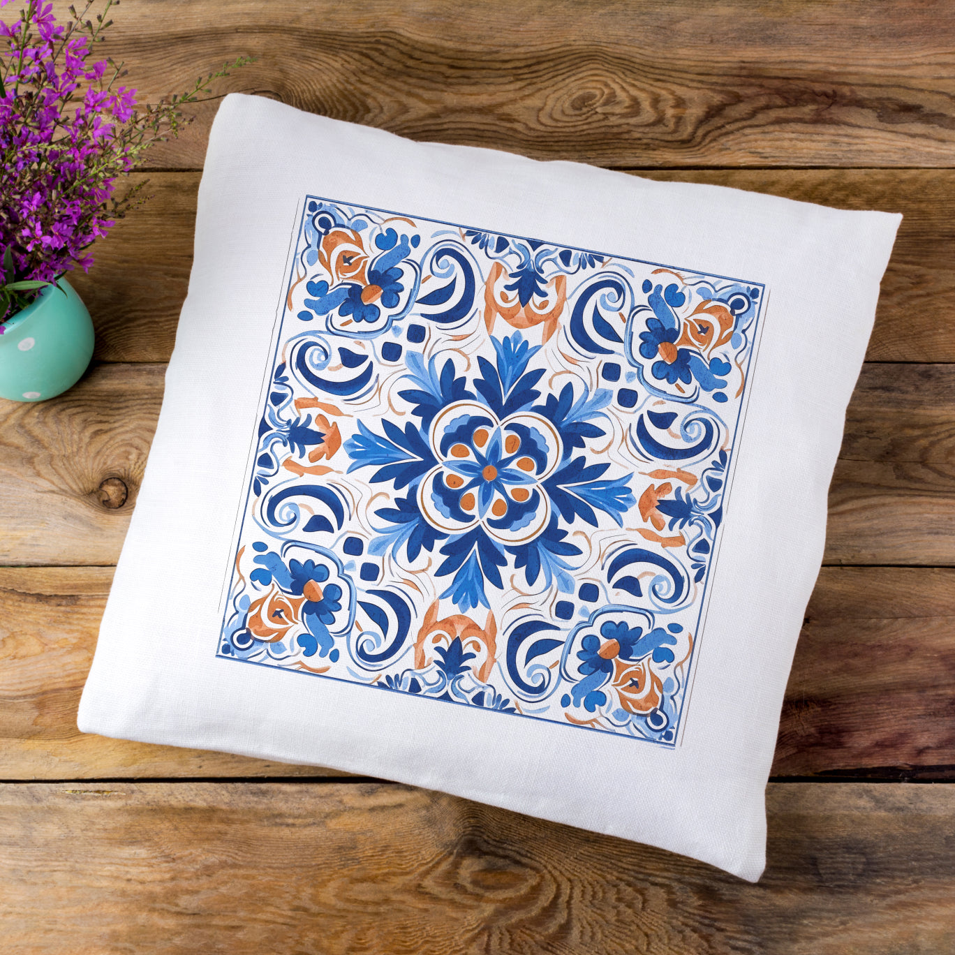 Authentic Tile Pattern Pillow - Portuguese Charm for Your Home