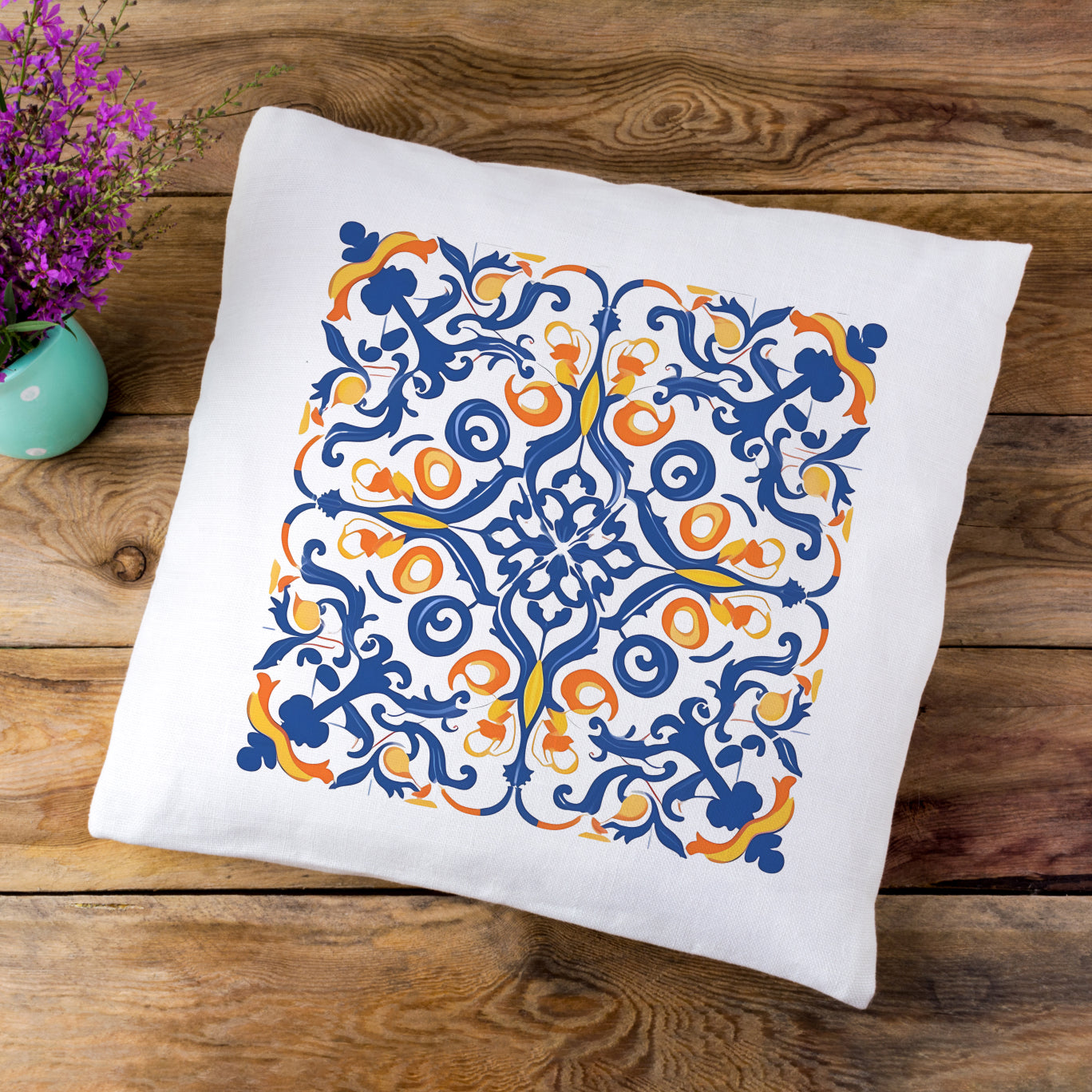 Authentic Tile Pattern Pillow - Bring Portugal's Charm to Your Home