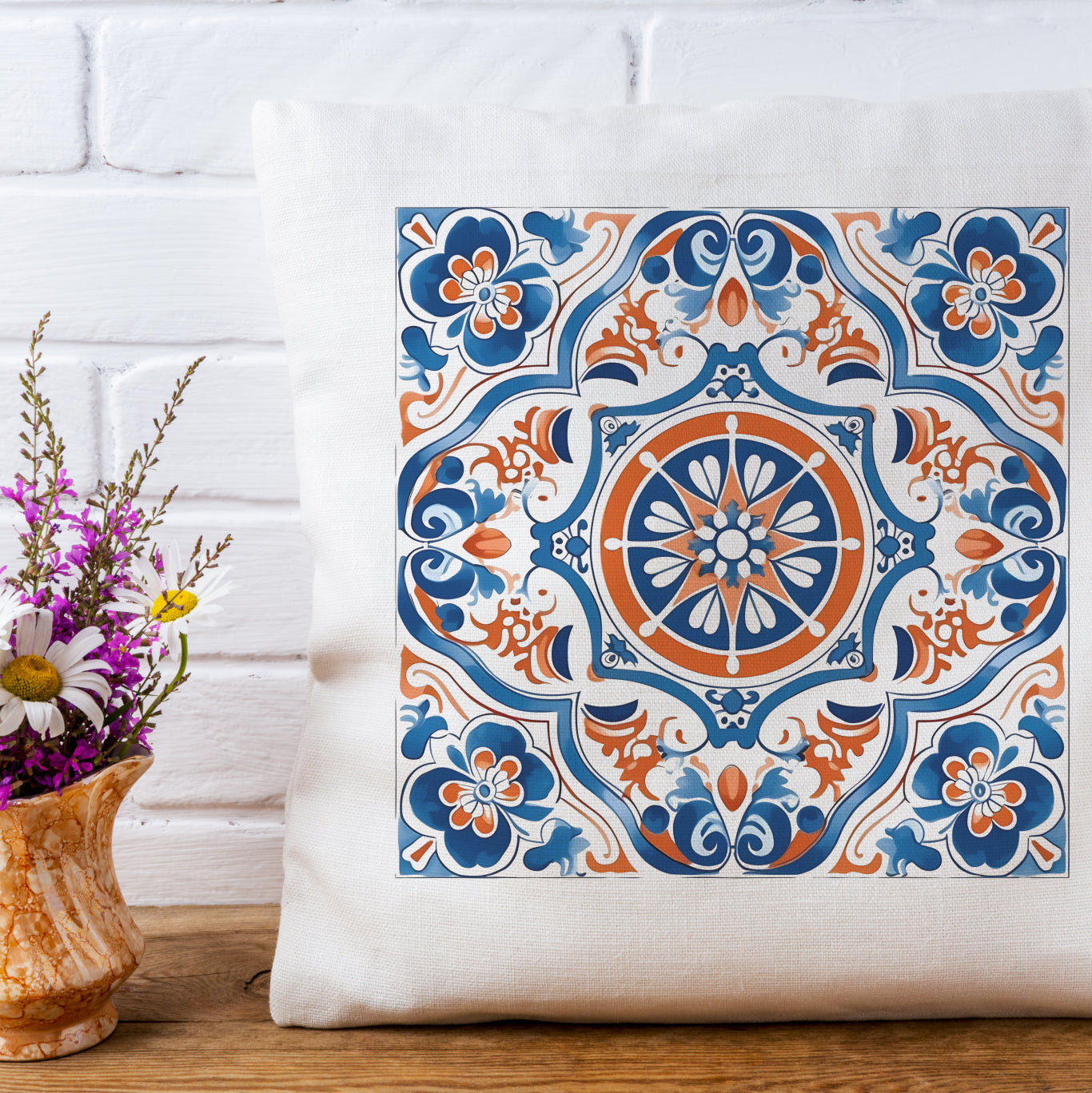 Traditional Portuguese Tile Inspired Pillow - Bring Portugal Home