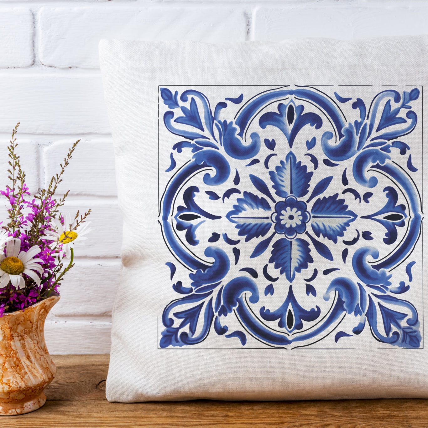 Authentic Traditional Portuguese  Tile Design Pillow - Embrace Portugal’s Timeless Beauty