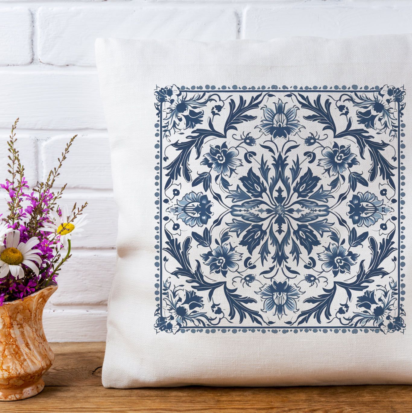 Traditional Portuguese Tile Inspired Pillow - Bring Portugal Home