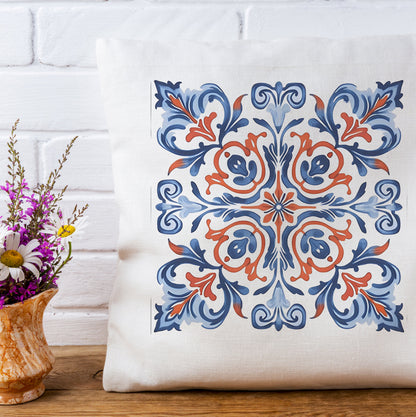 Classic Portuguese Tile Pattern Pillow - Infuse Elegance into Your Home