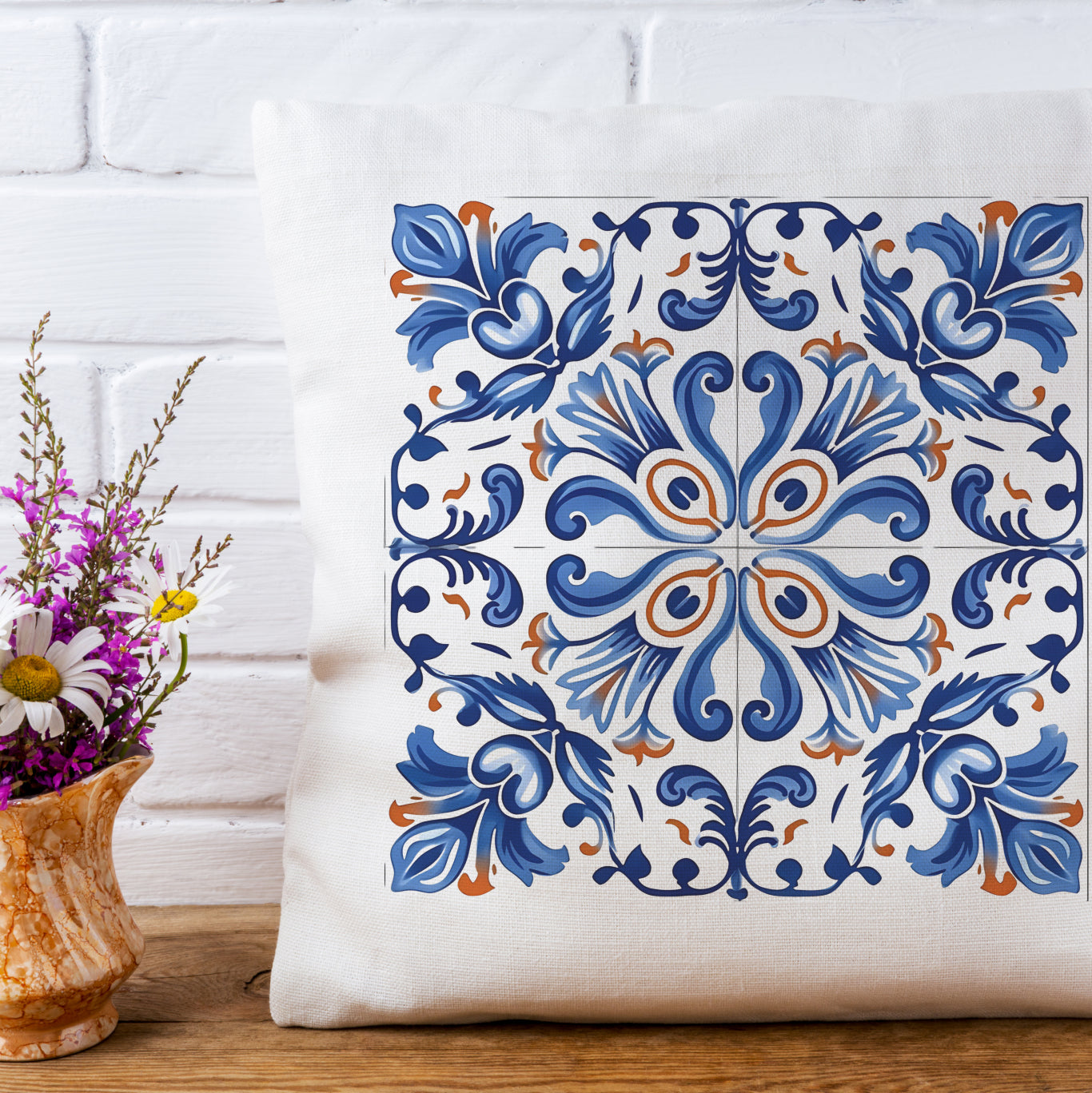 Elegant Portuguese Tile Design Pillow - Bring the Beauty of Portugal Home