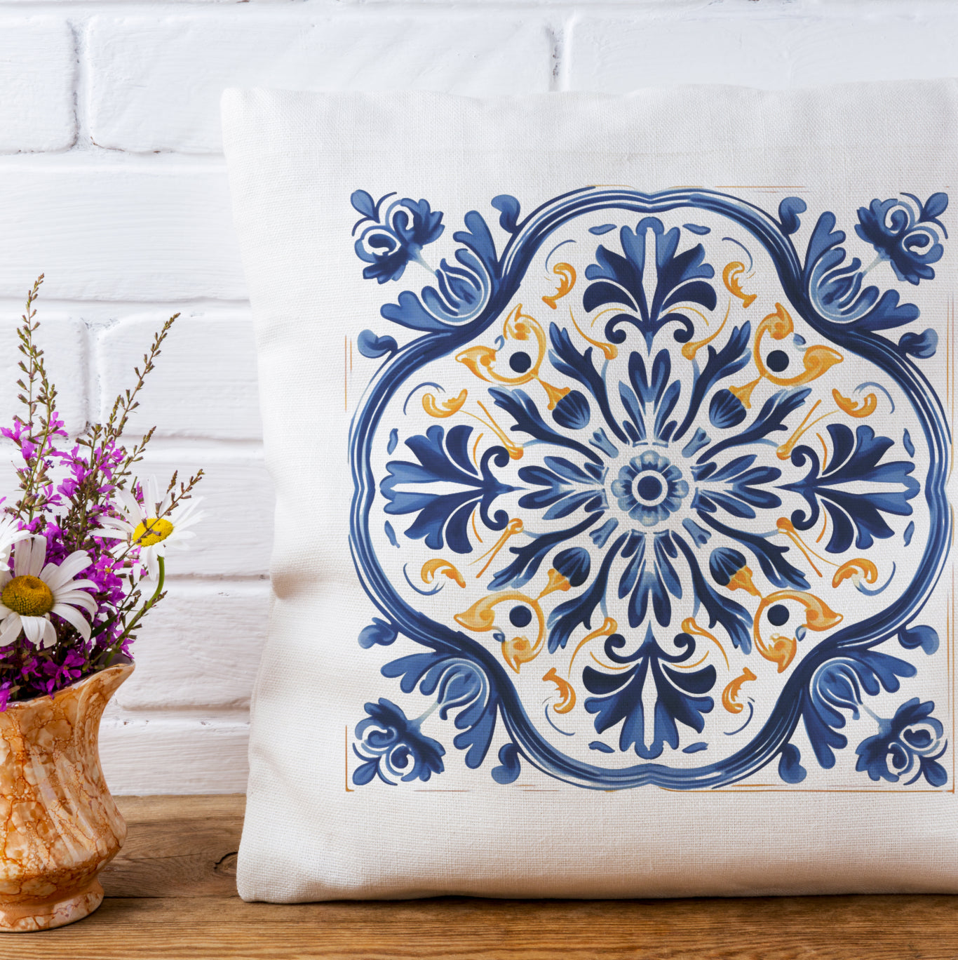 Timeless Traditional Portuguese Tile Design Pillow - Bring the Essence of Portugal Home