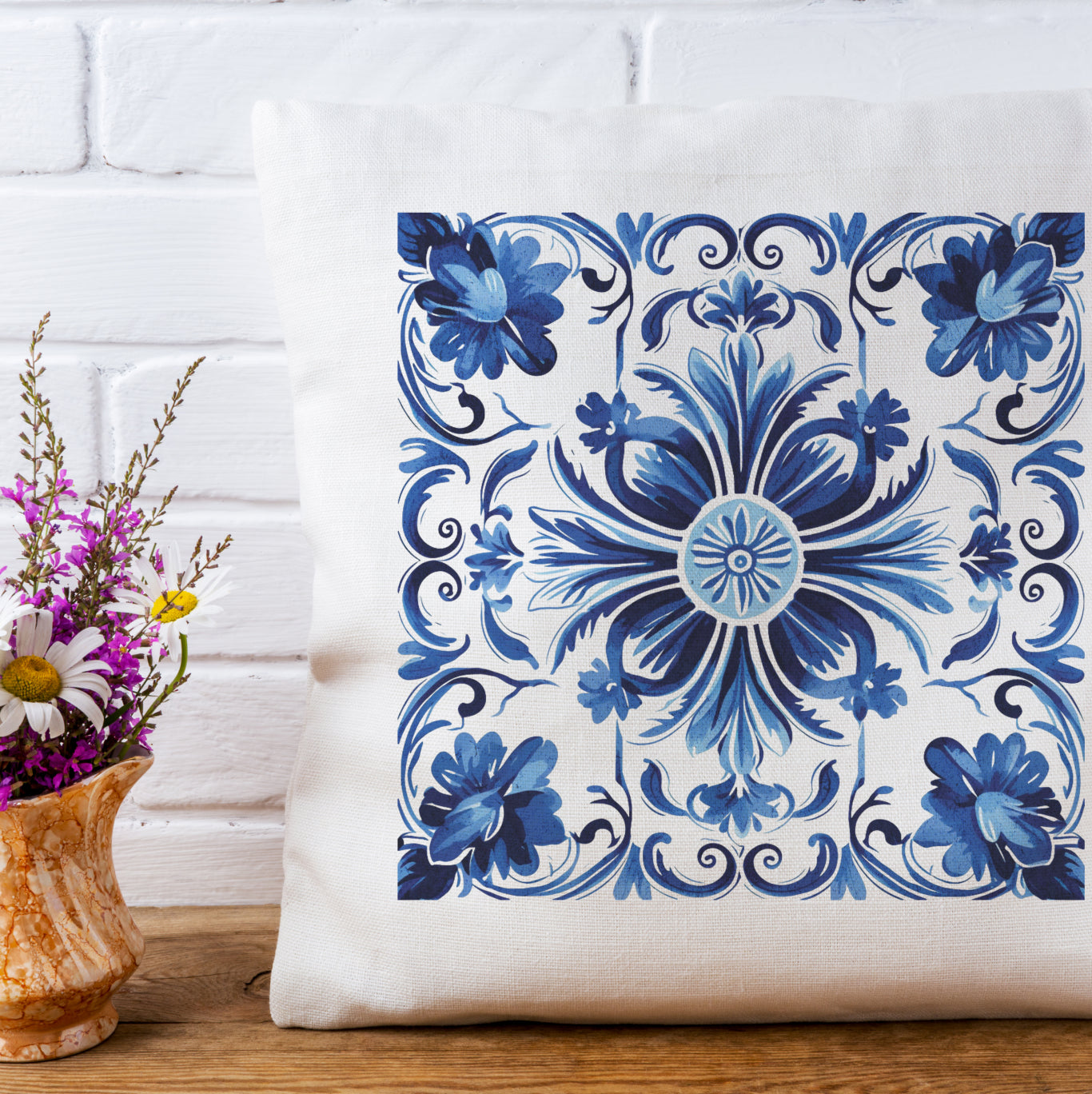 Authentic Traditional Portuguese Tile Pattern Pillow - Bring Portugal’s Artistry Home