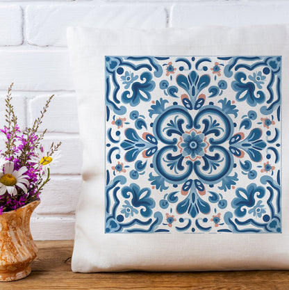 Elegant Tile Pattern Pillow - Portuguese Heritage for Your Home