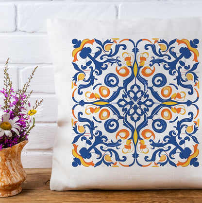 Authentic Tile Pattern Pillow - Bring Portugal's Charm to Your Home