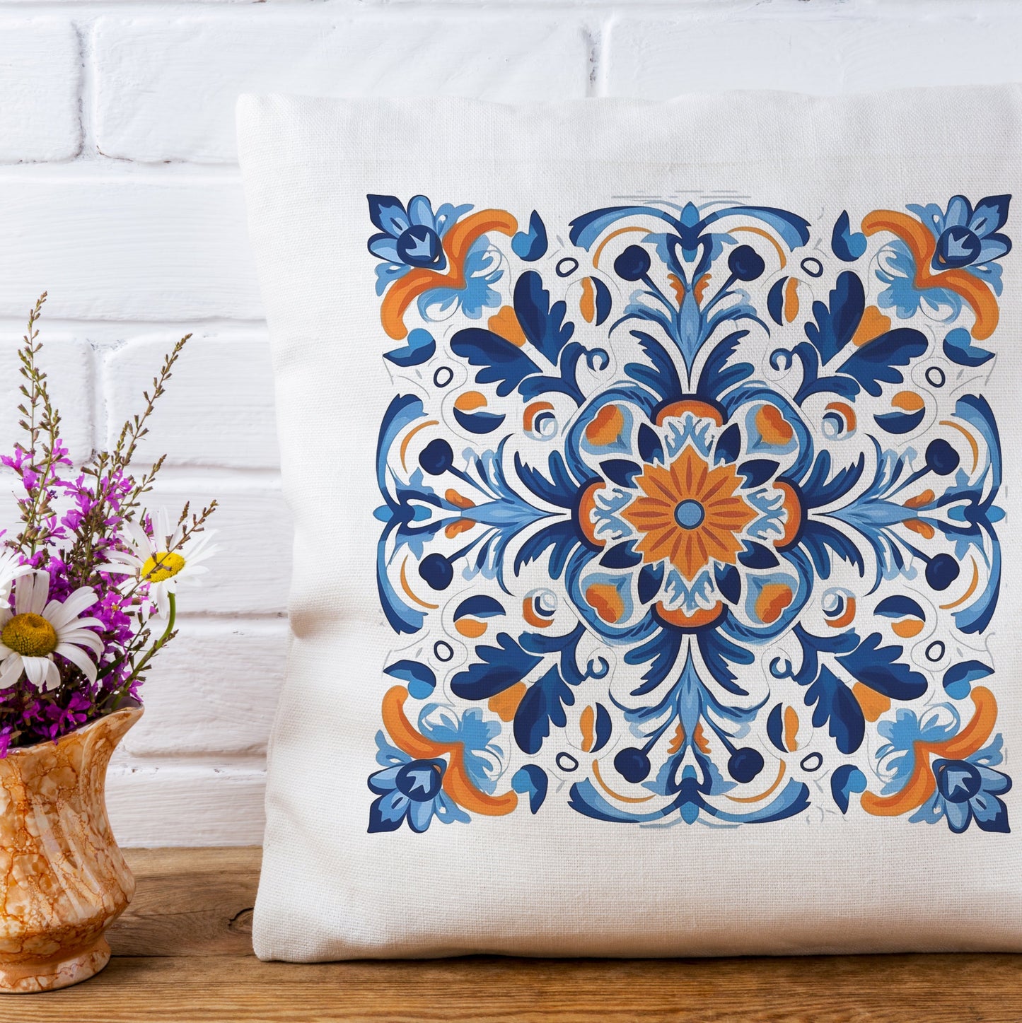 Traditional Portuguese Tile Inspired Pillow - Bring Portugal Home